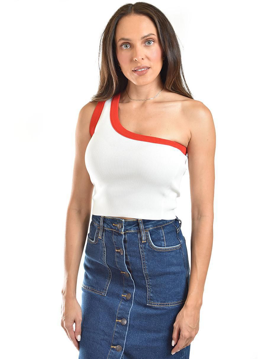 Top cuello asimétrico tirante ancho