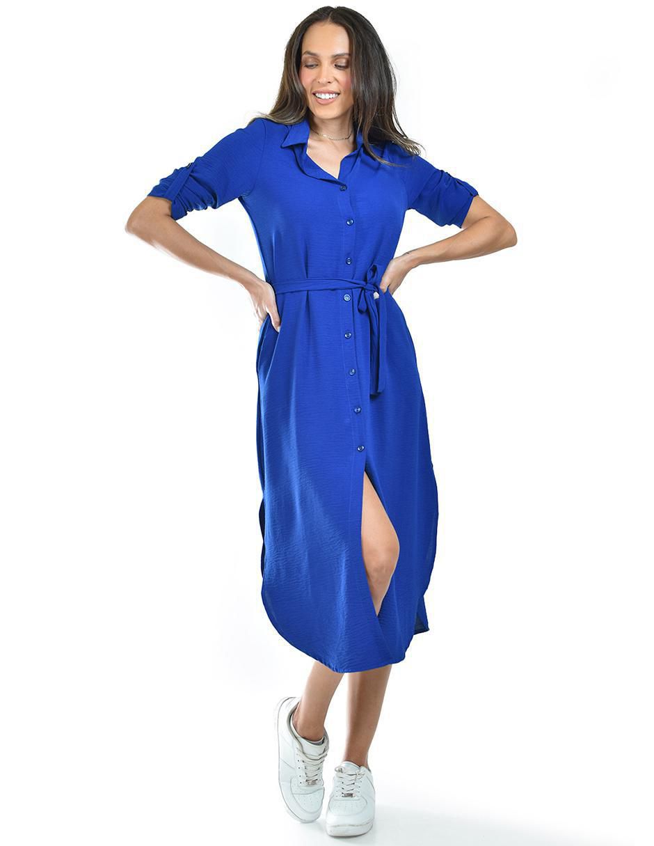 Roman Fashion Vestido Azul Rey Liverpool Vestido Midi Casual Roman