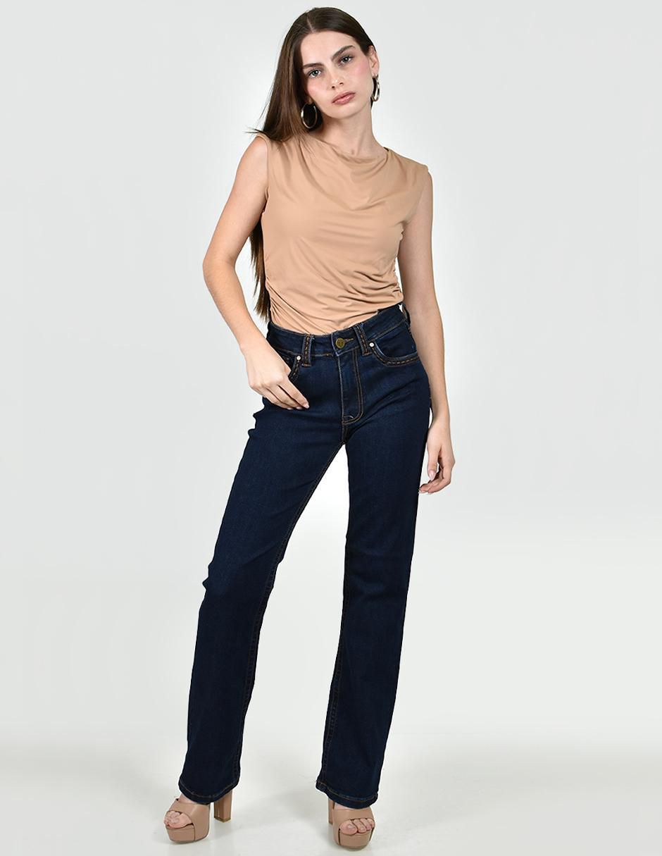 Jeans flare media cintura para mujer 4