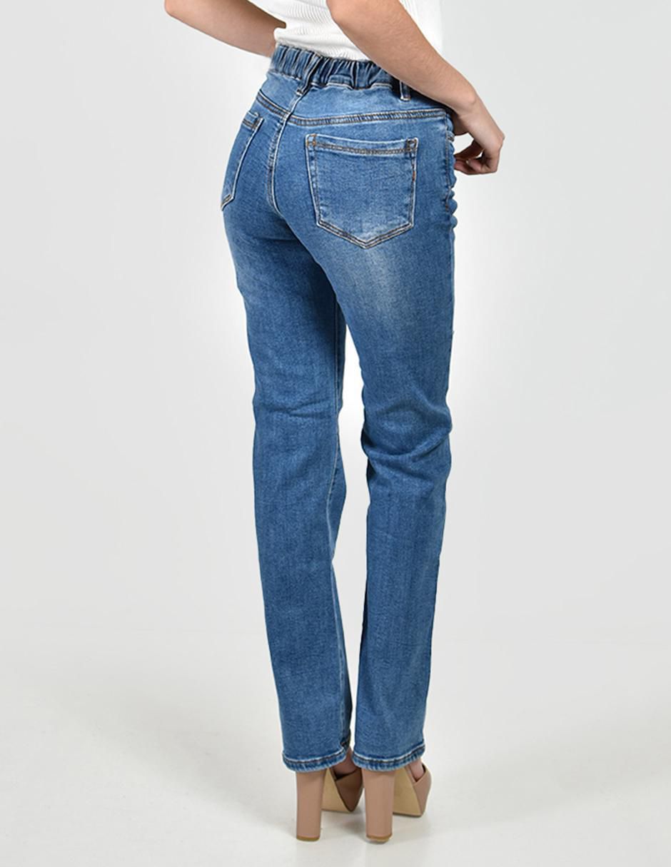 Jeans straight media cintura para mujer 3
