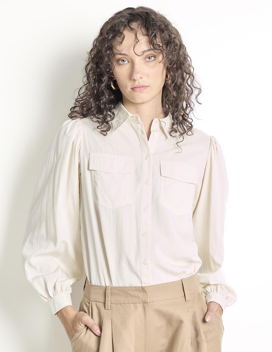 Camisa de algodón manga larga para mujer