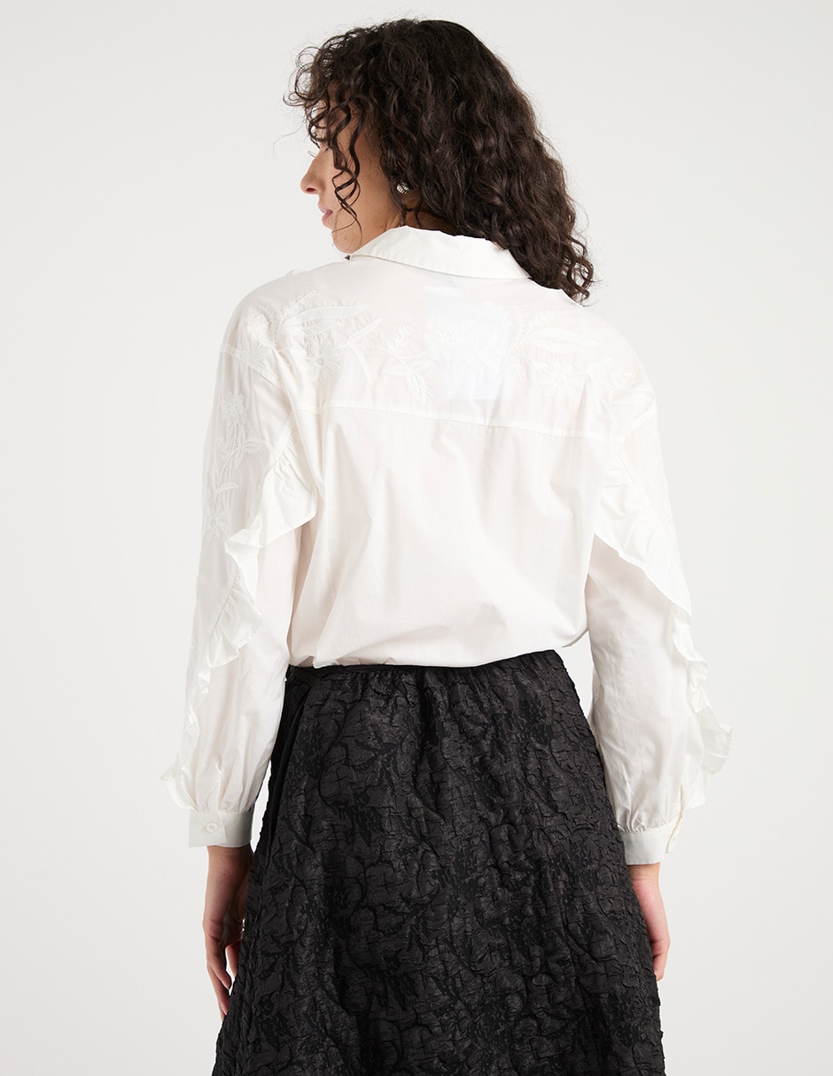 Camisa de algodón manga larga para mujer 2