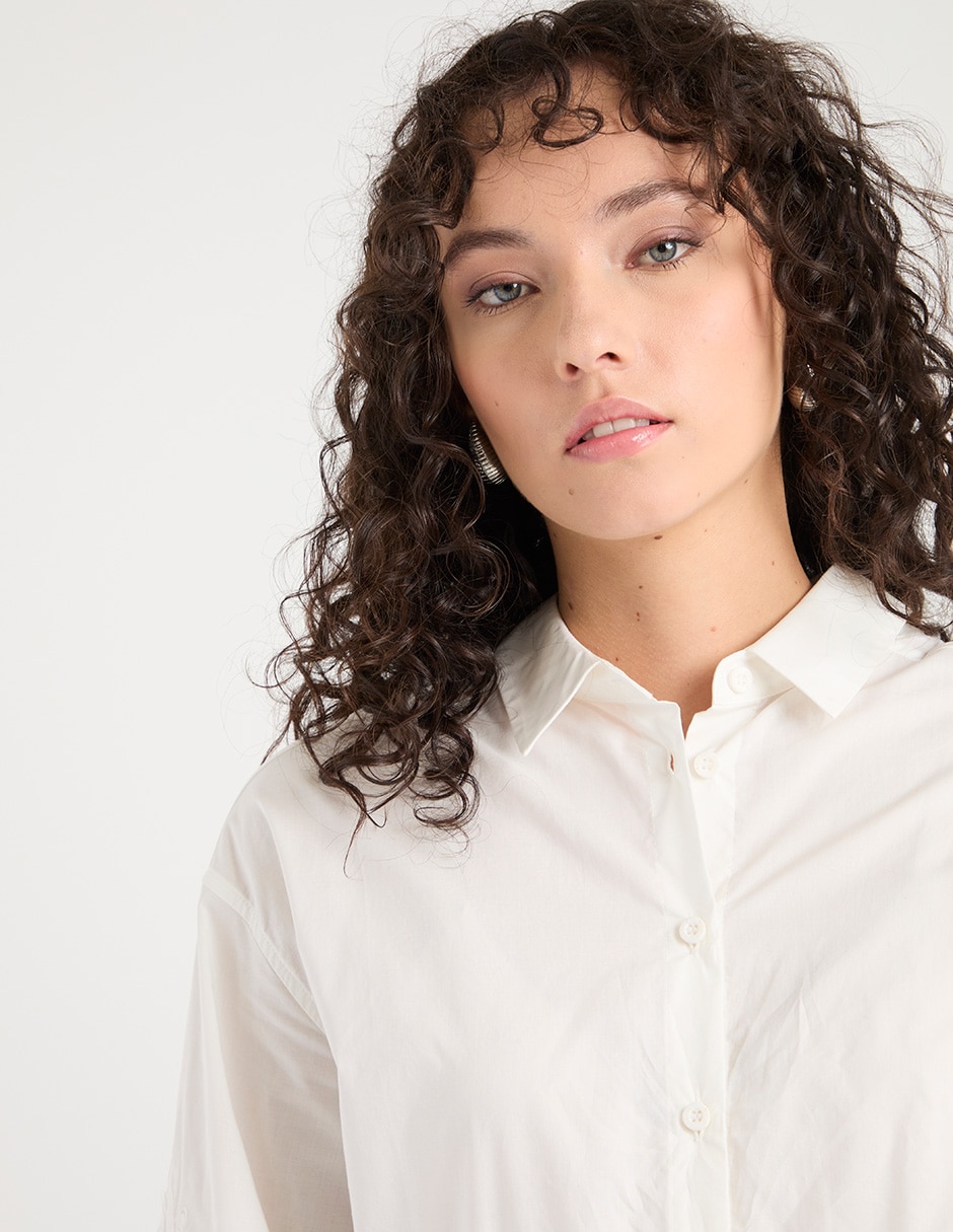 Camisa de algodón manga larga para mujer 4