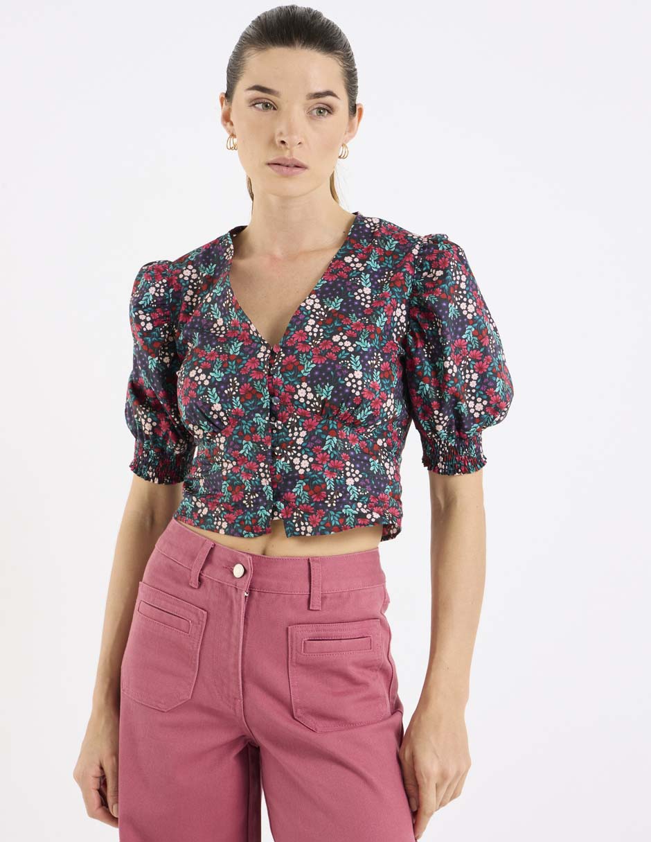 Blusa manga al codo para mujer
