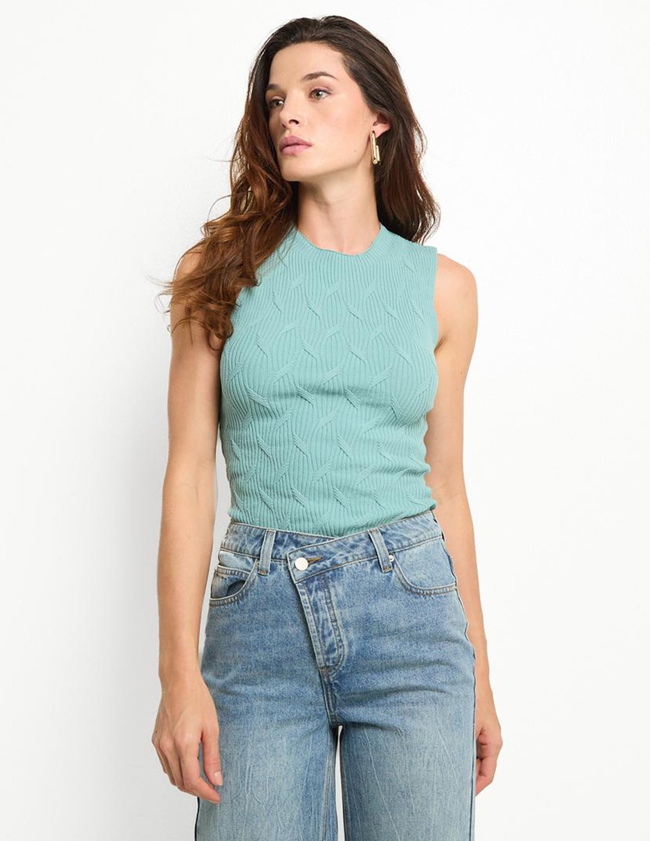 Top cuello redondo