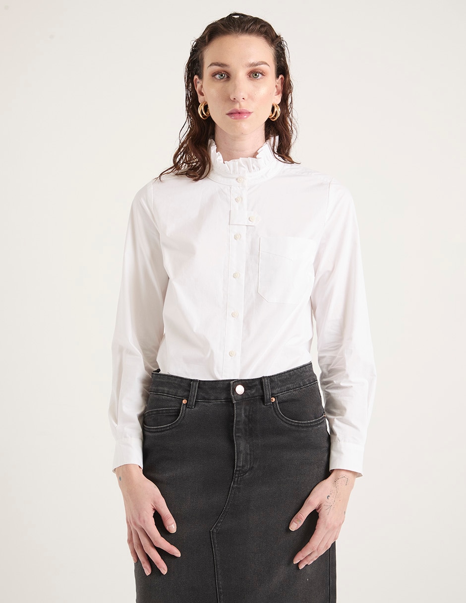 Camisa de algodón manga larga para mujer