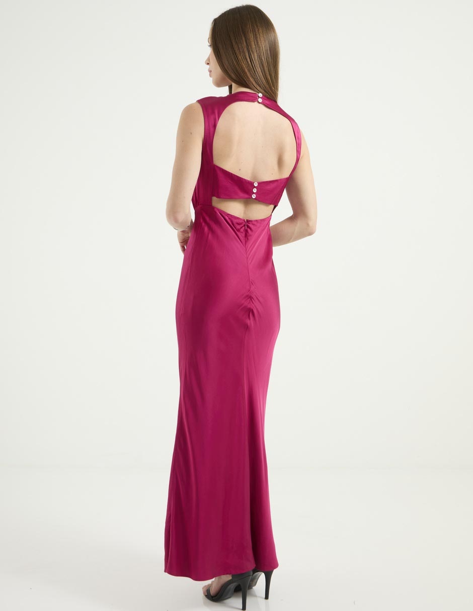 Vestido largo de fiesta espalda con broche 2
