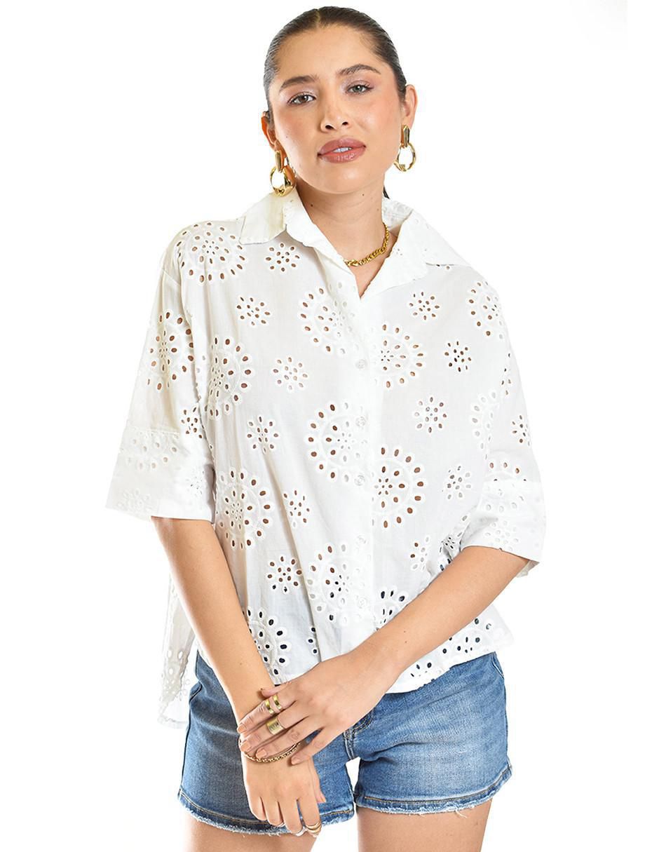 Blusa camisera manga 3/4 para mujer
