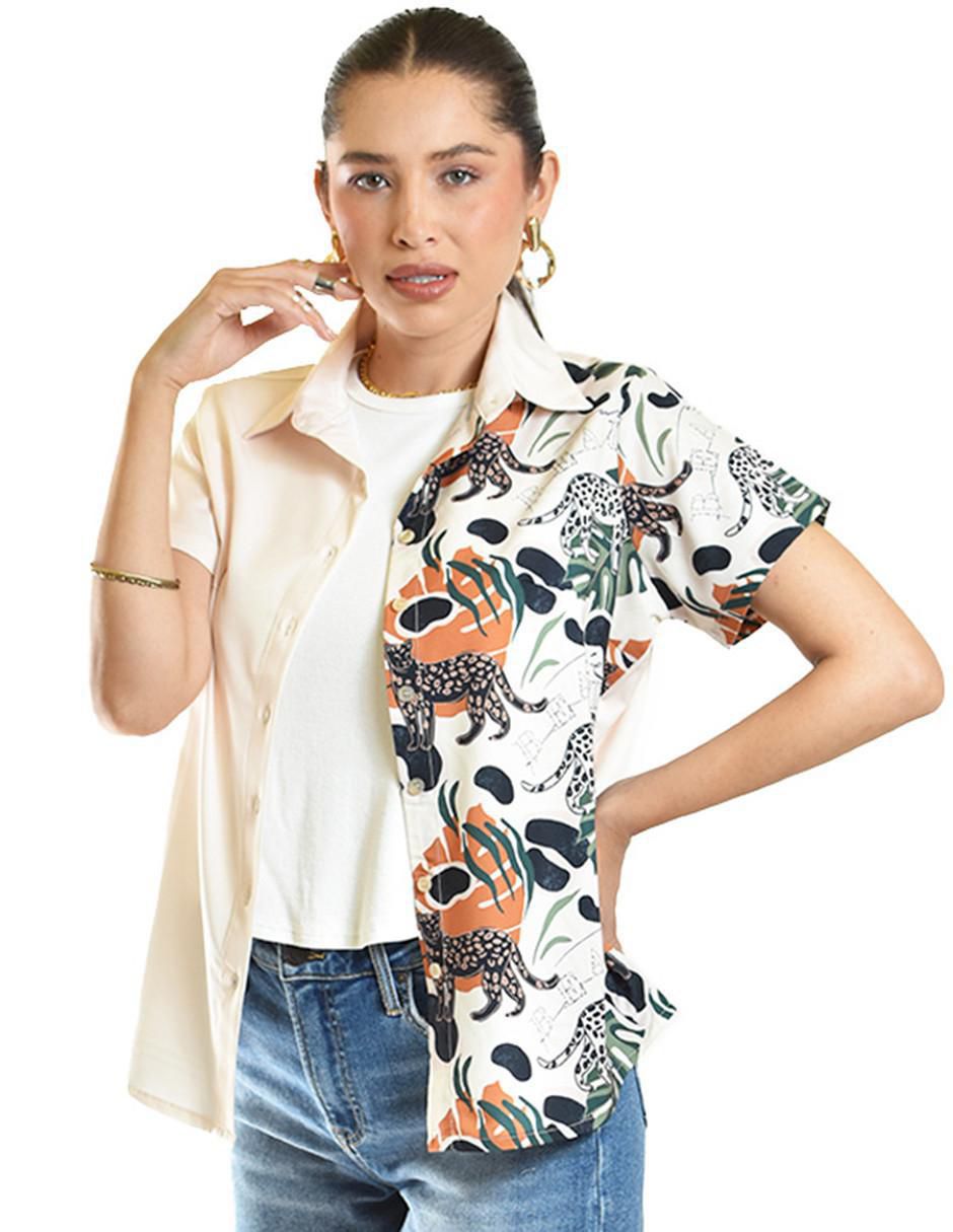 Blusa camisera manga corta para mujer 2