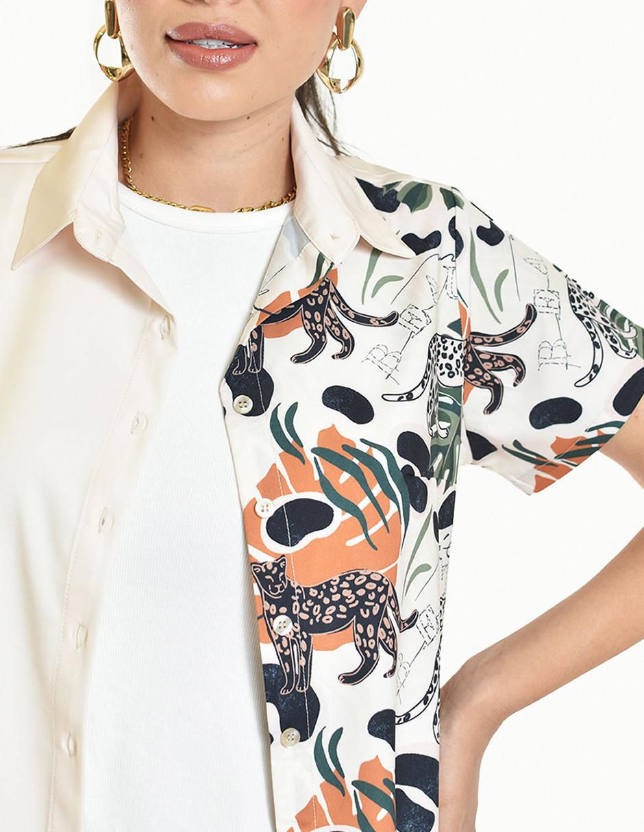 Blusa camisera manga corta para mujer 4
