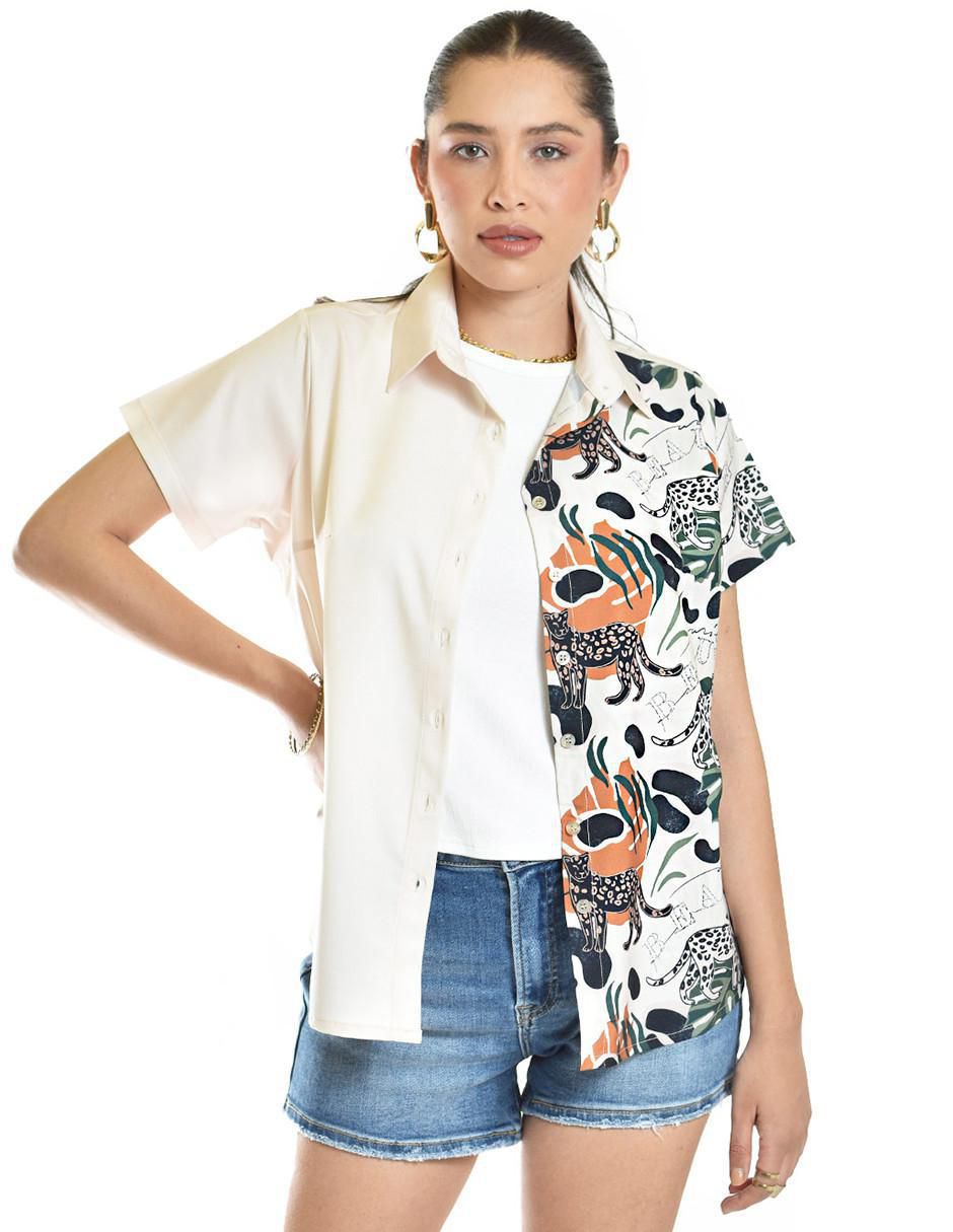 Blusa camisera manga corta para mujer 5