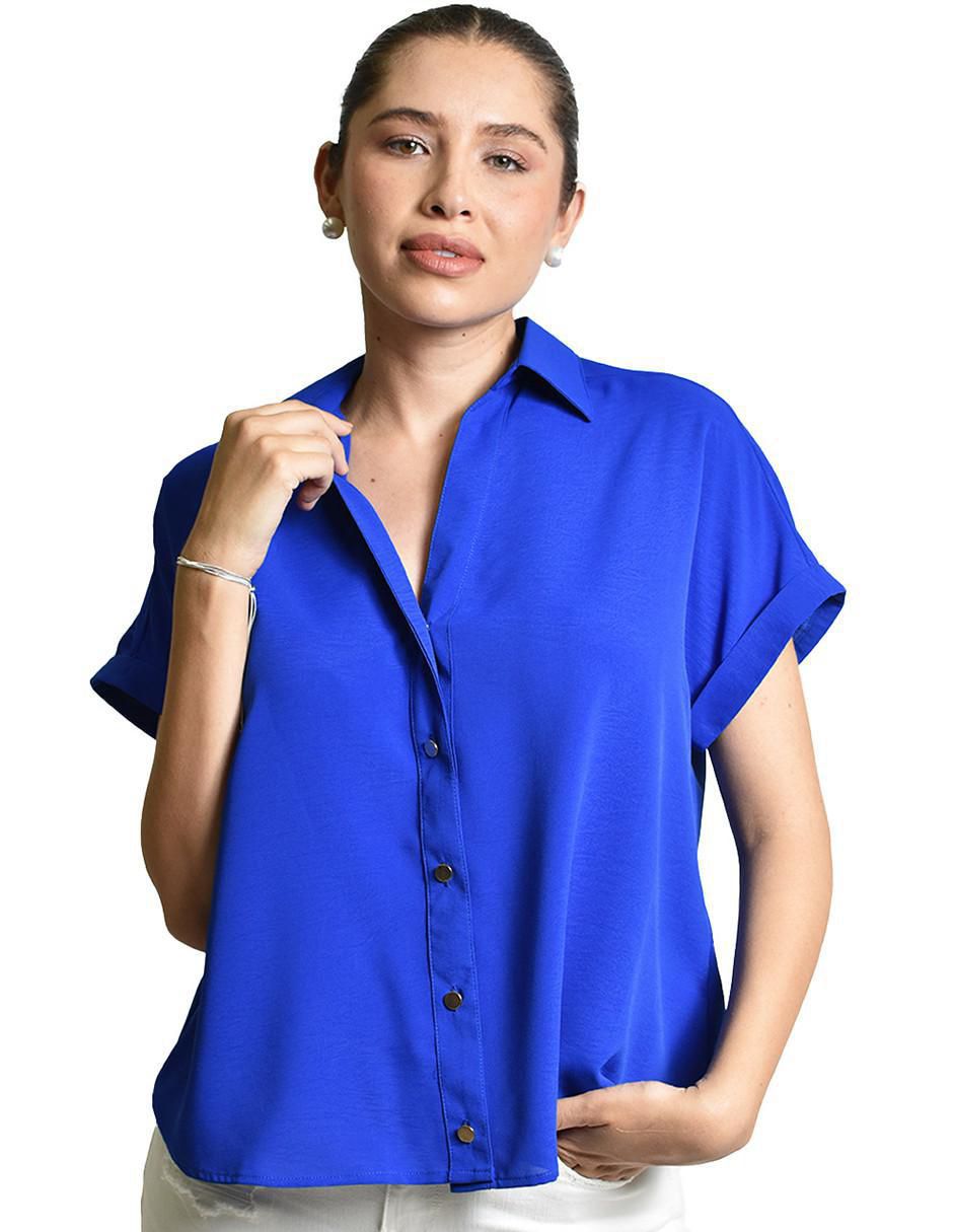Blusa camisera manga corta para mujer