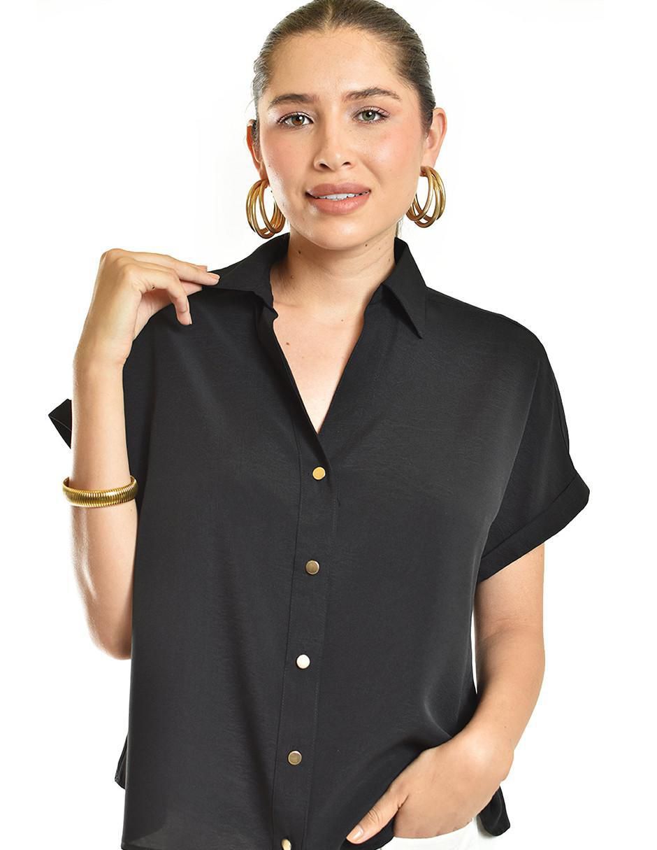 Blusa camisera manga corta para mujer 4