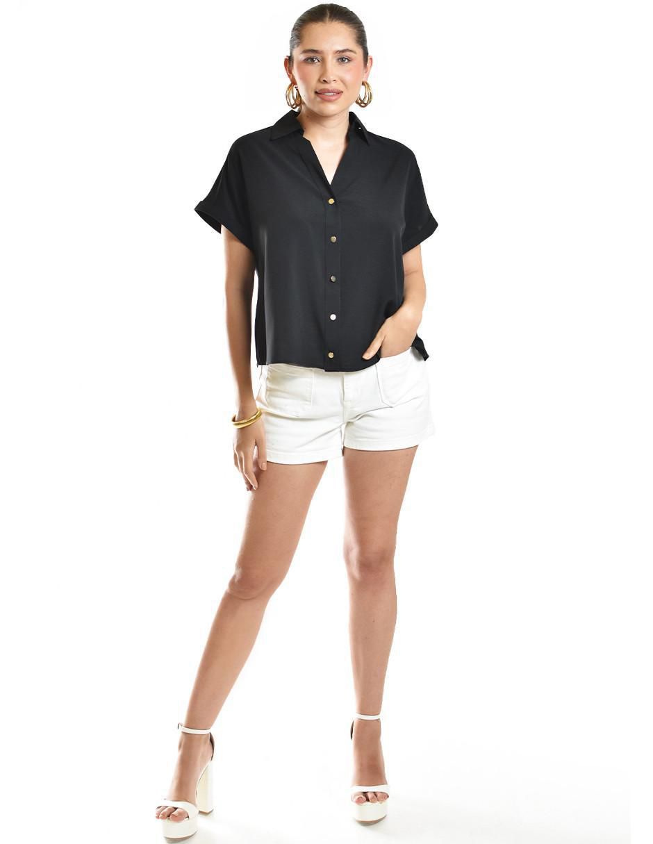 Blusa camisera manga corta para mujer 5
