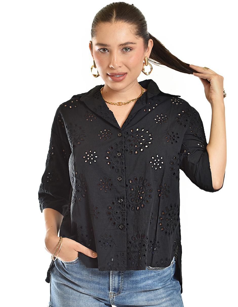 Blusa camisera manga 3/4 para mujer