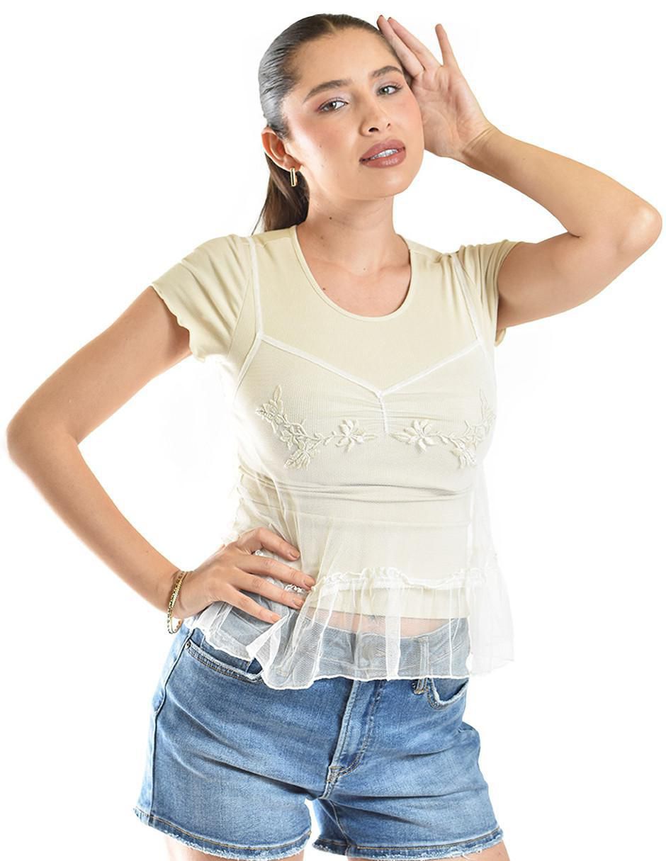 Blusa manga corta para mujer