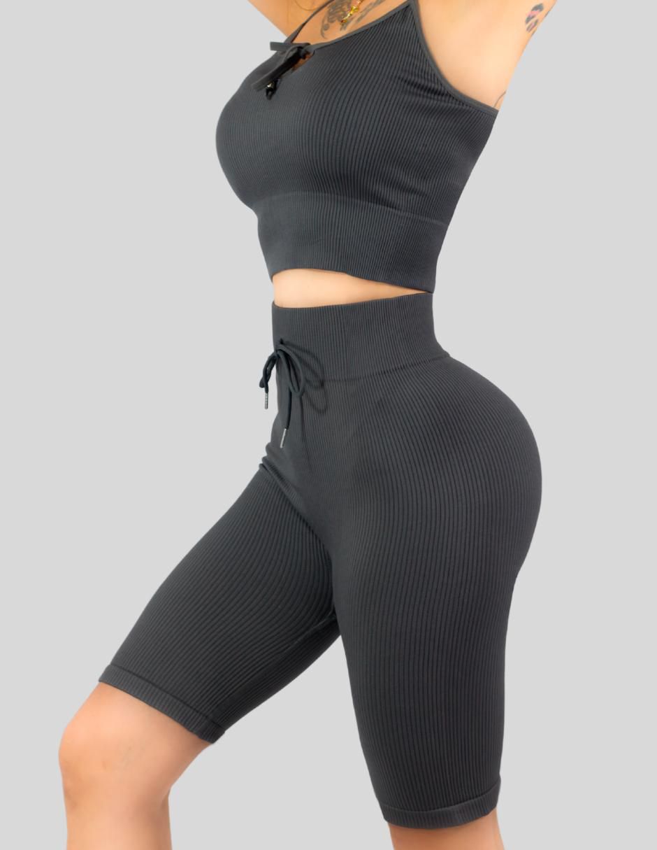 Conjunto entrenamiento malabis malabis horts set "de" poliéster "para" mujer 2 piezas
