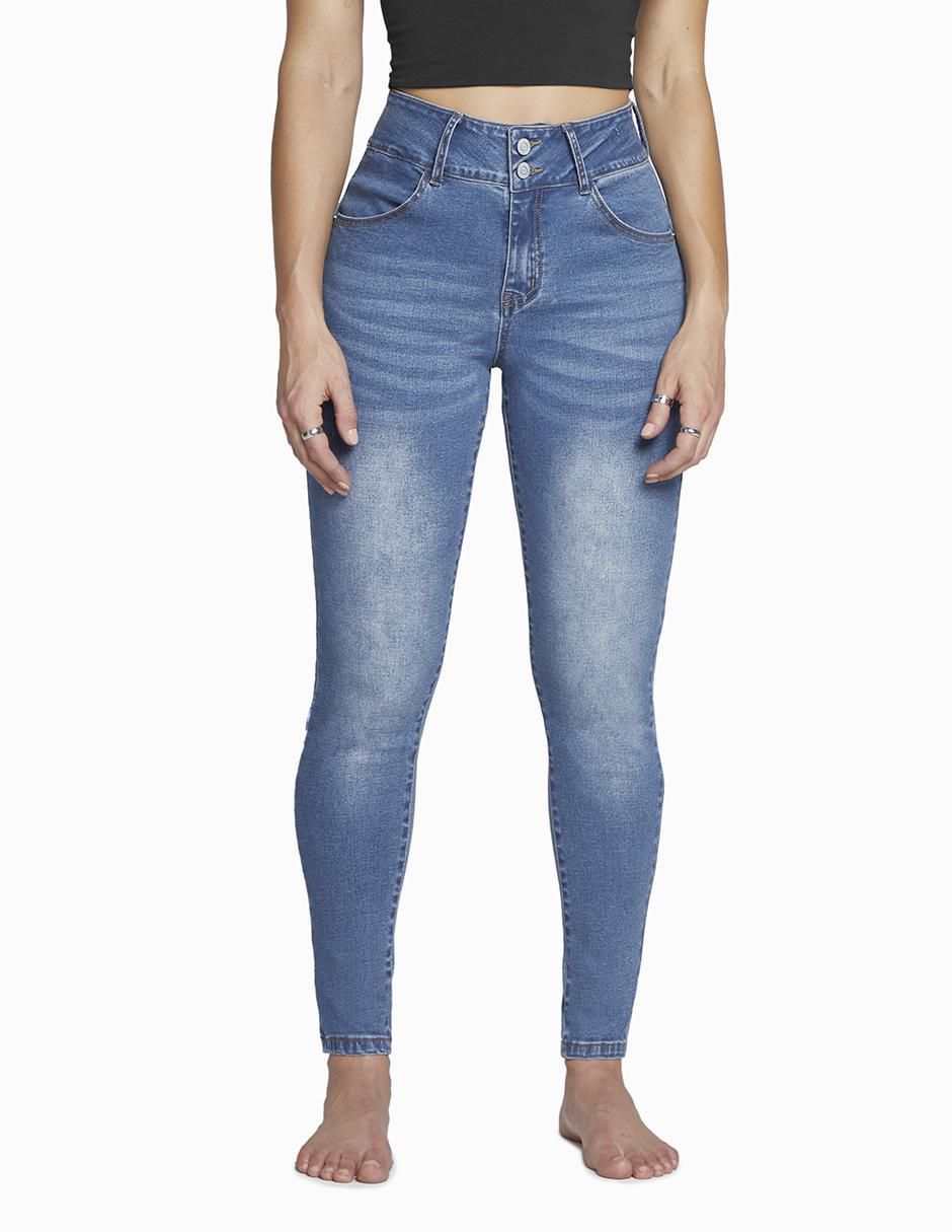 Jeans ultra skinny corte cintura alta para mujer