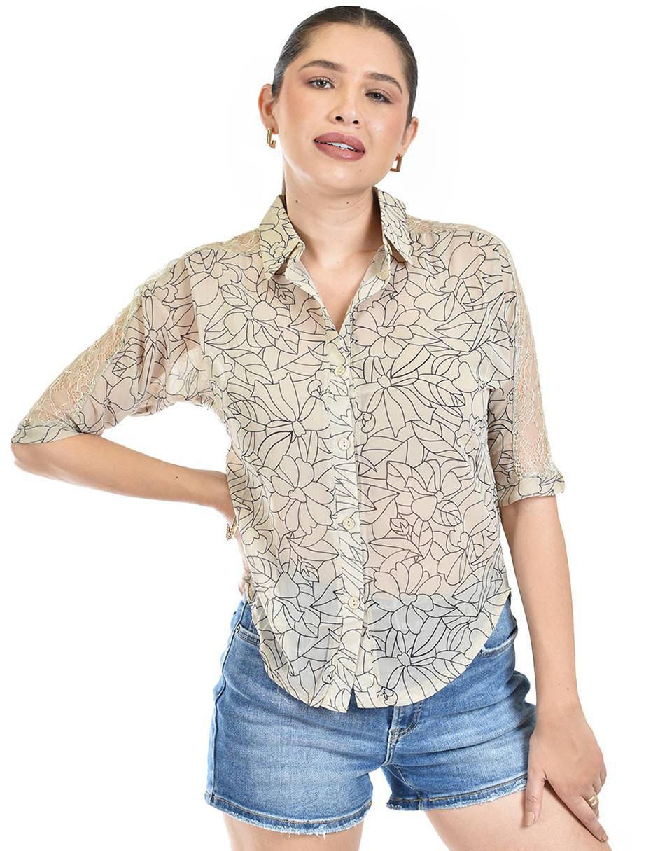 Blusa manga al codo para mujer