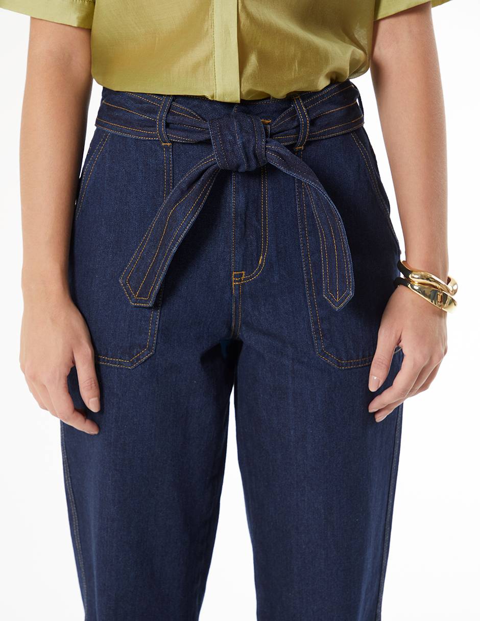 Jeans amplio corte cintura para mujer 4