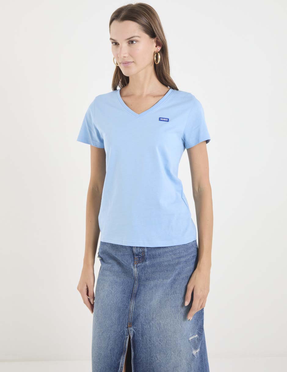Playera manga corta cuello v para mujer