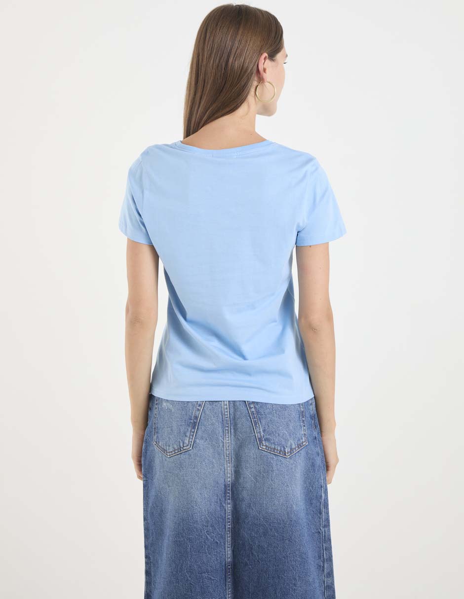 Playera manga corta cuello v para mujer 2