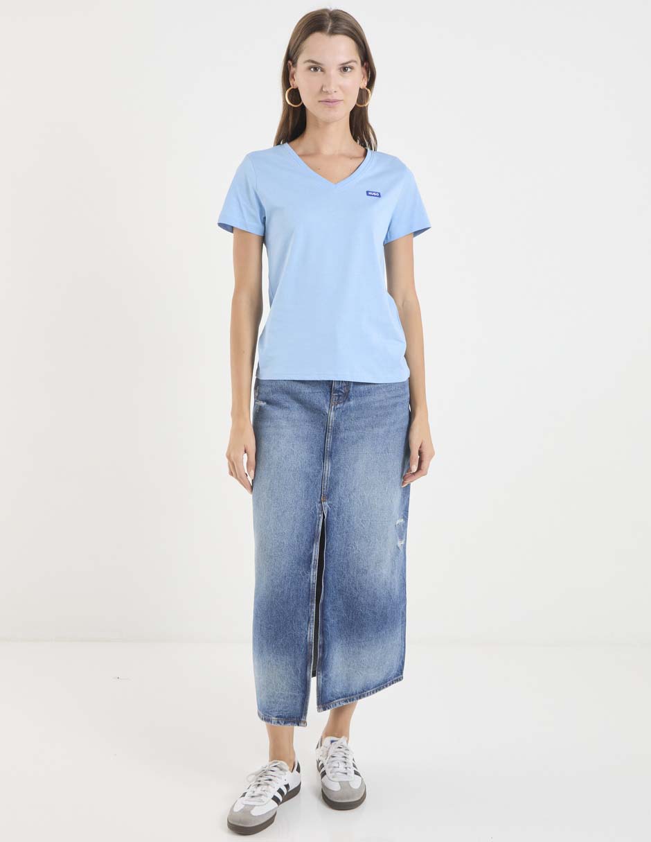 Playera manga corta cuello v para mujer 3