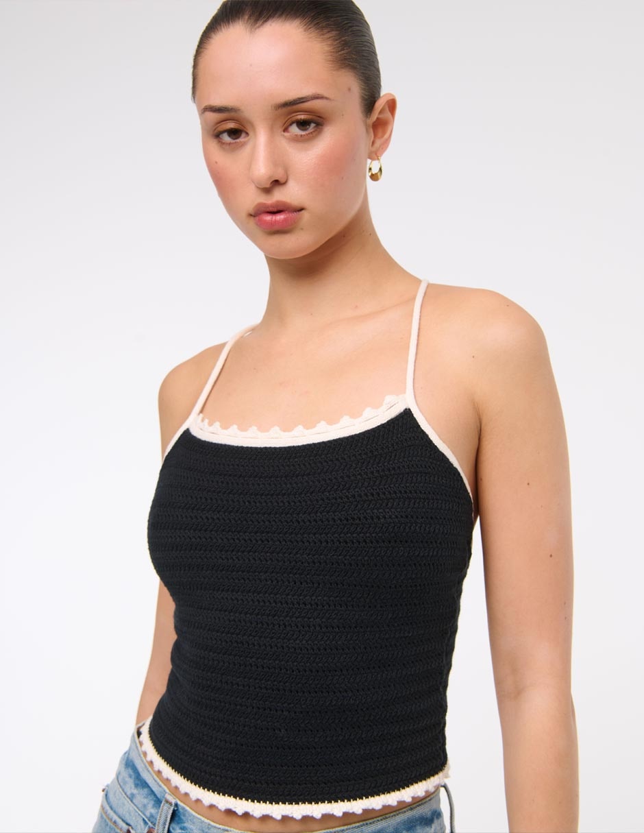 TOP ABERCROMBIE & FITCH KI15, G, NEGRO