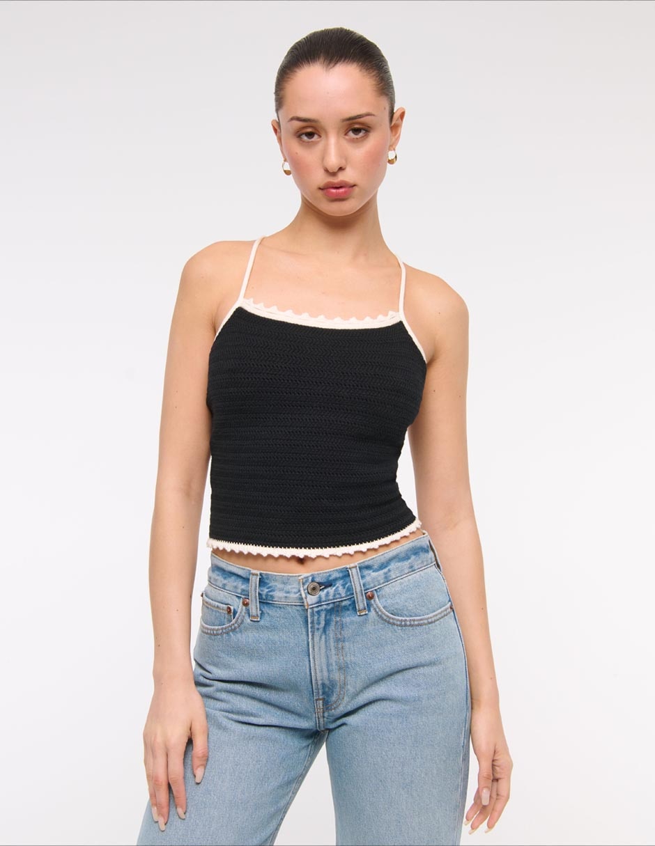 TOP ABERCROMBIE & FITCH KI15, G, NEGRO