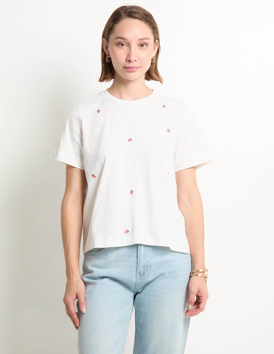 Playera manga corta cuello redondo para mujer Playera manga corta cuello redondo para mujer