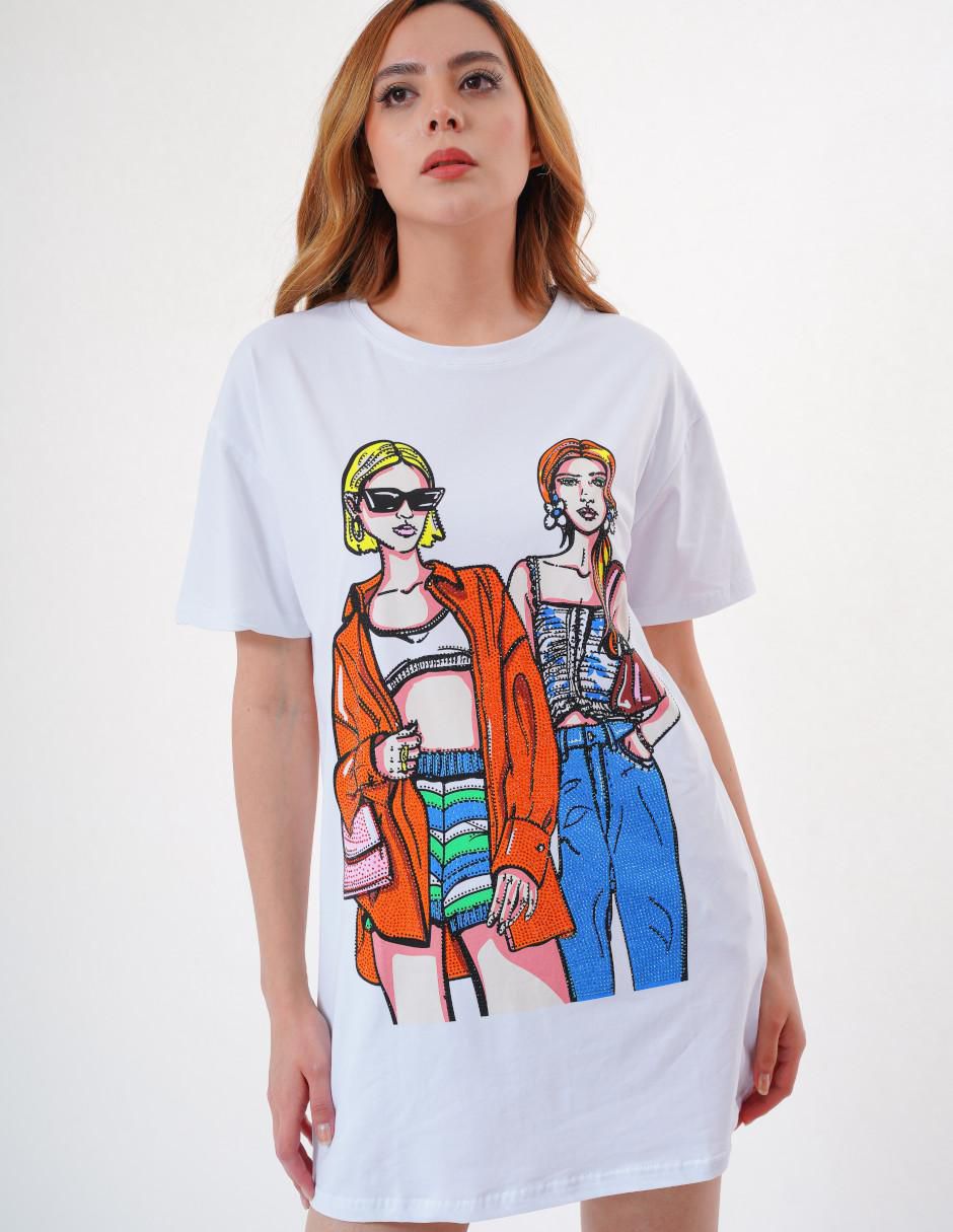Playera manga corta cuello redondo para mujer