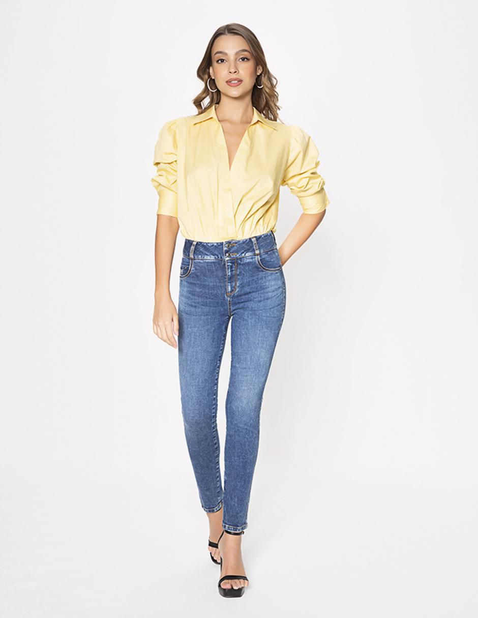 Jeans skinny corte cintura alta para mujer 4
