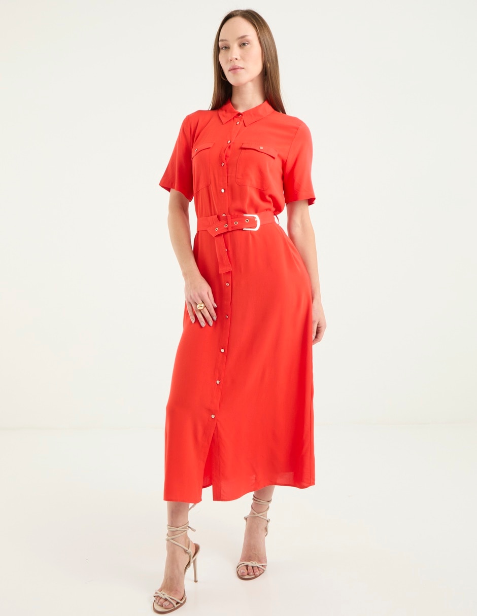 Vestido Vero Moda Midi Manga Larga Para Mujer - Siman Guatemala