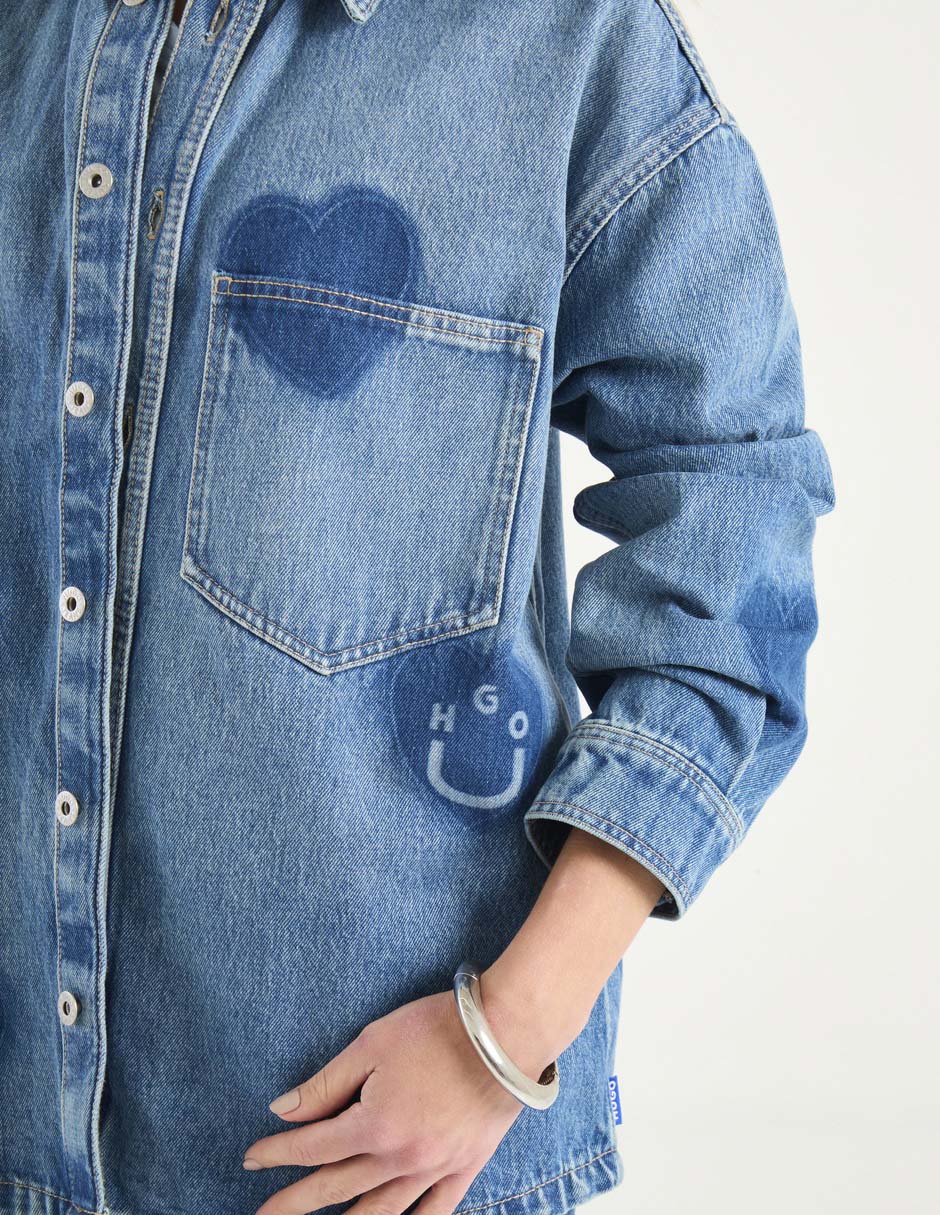 Sobrecamisa de algodón manga larga para mujer 4