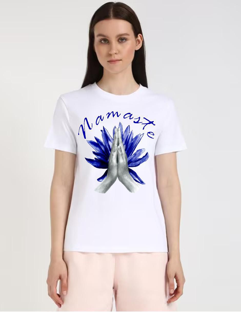 Playera mamga corta Namasté Espiritual Budismo cuello redondo para mujer