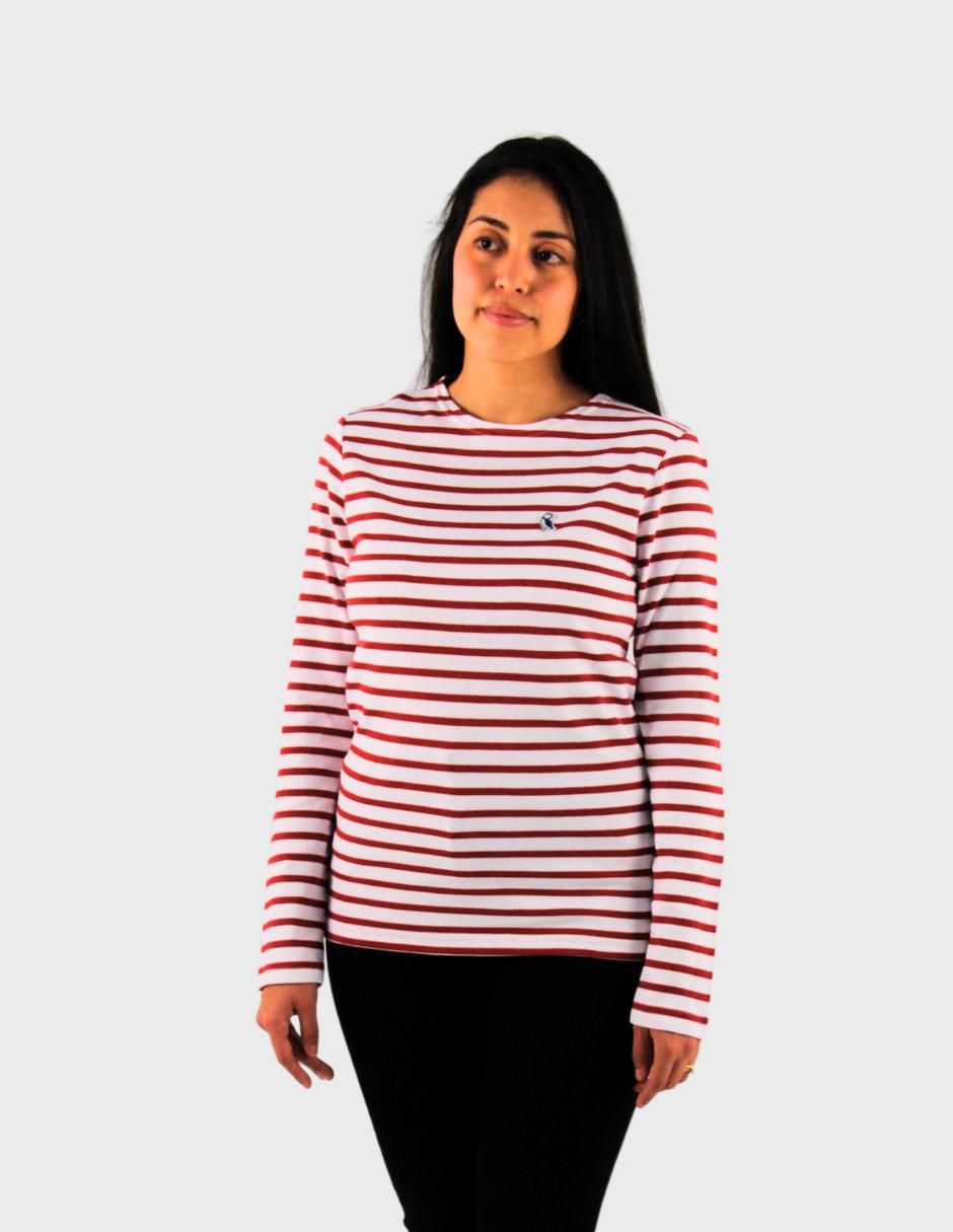 Playera manga larga cuello redondo para mujer