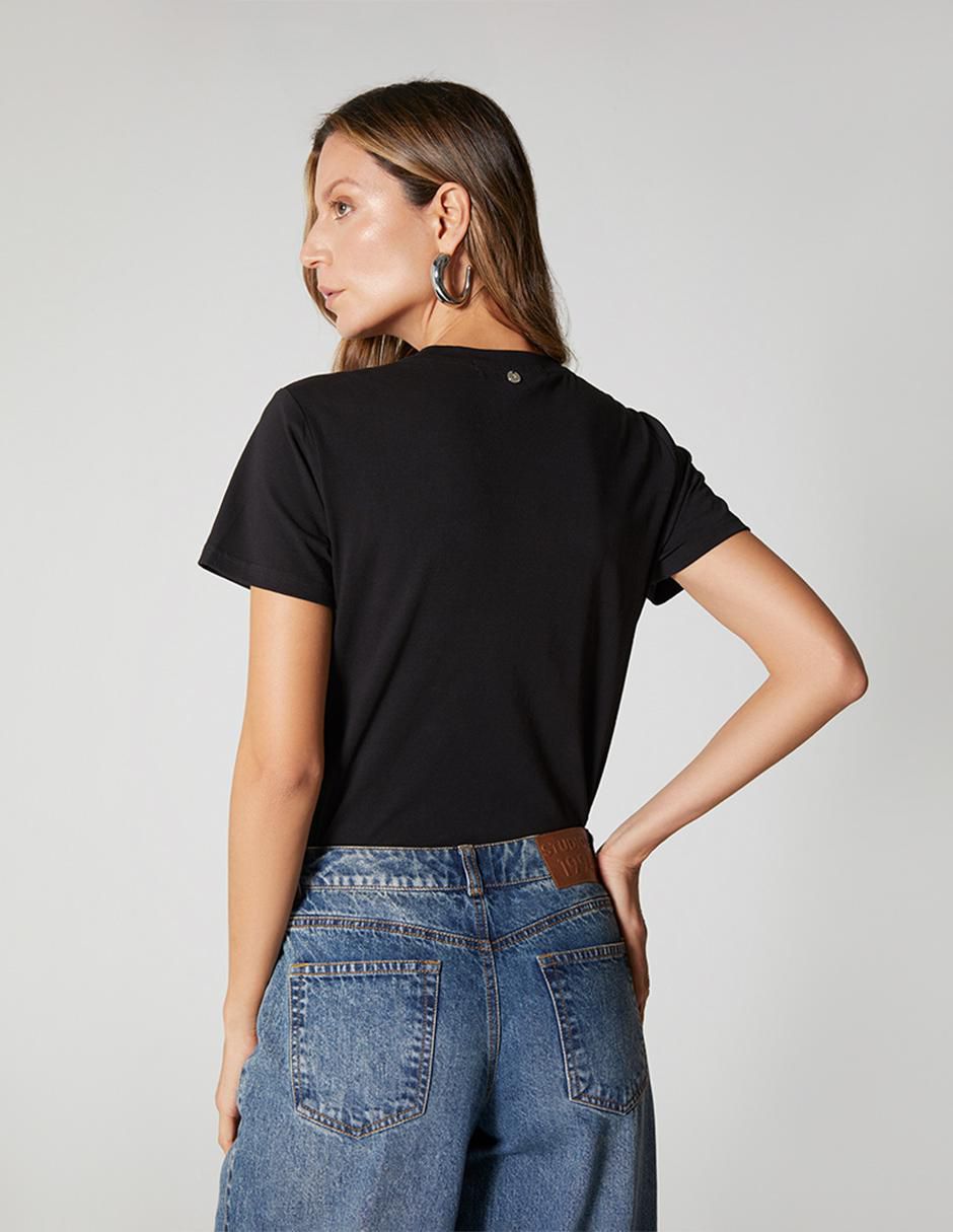 Playera manga corta Studio F Tornasol cuello redondo para mujer