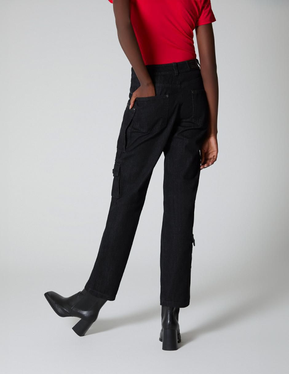 Jeans cargo straight para mujer 2