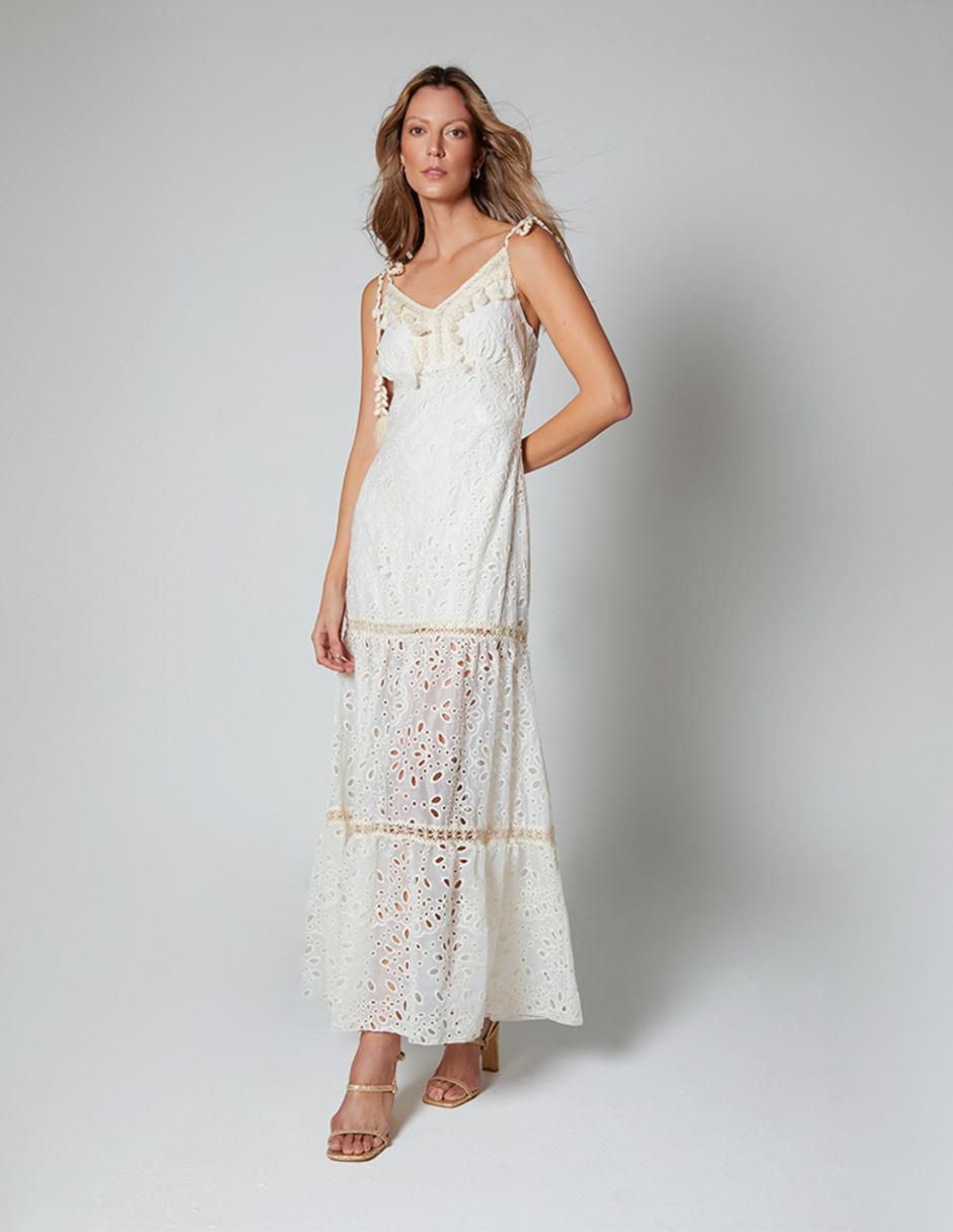 Ropa Vestido Blanco Largo Studio F Maxi Vestido Largo Studio F