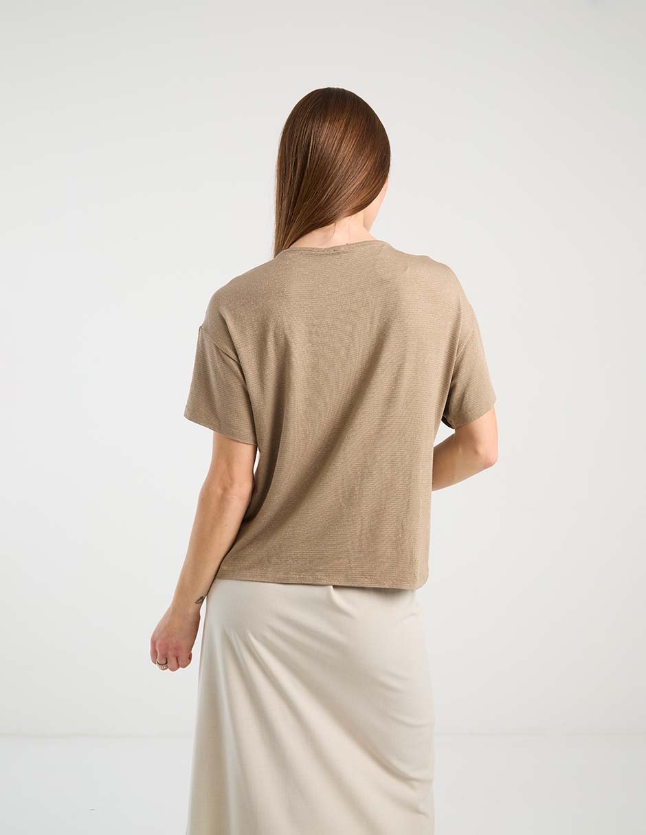 Playera manga corta cuello v para mujer 2