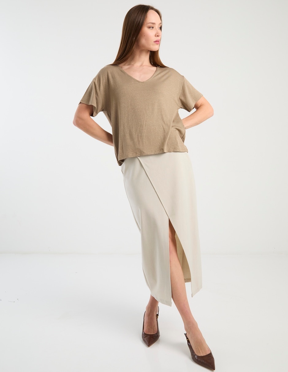 Playera manga corta cuello v para mujer 3