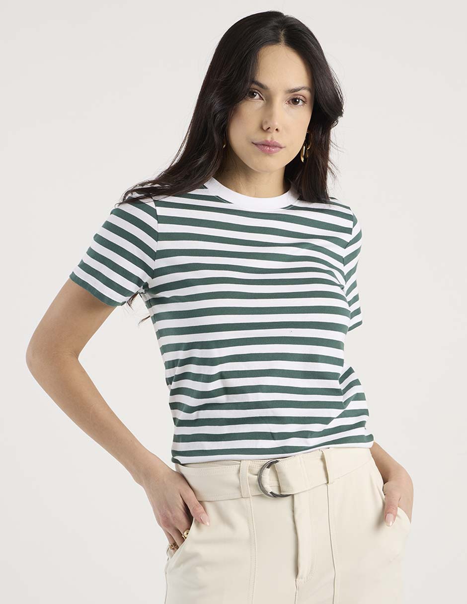 Playera manga corta cuello redondo para mujer Playera manga corta cuello redondo para mujer
