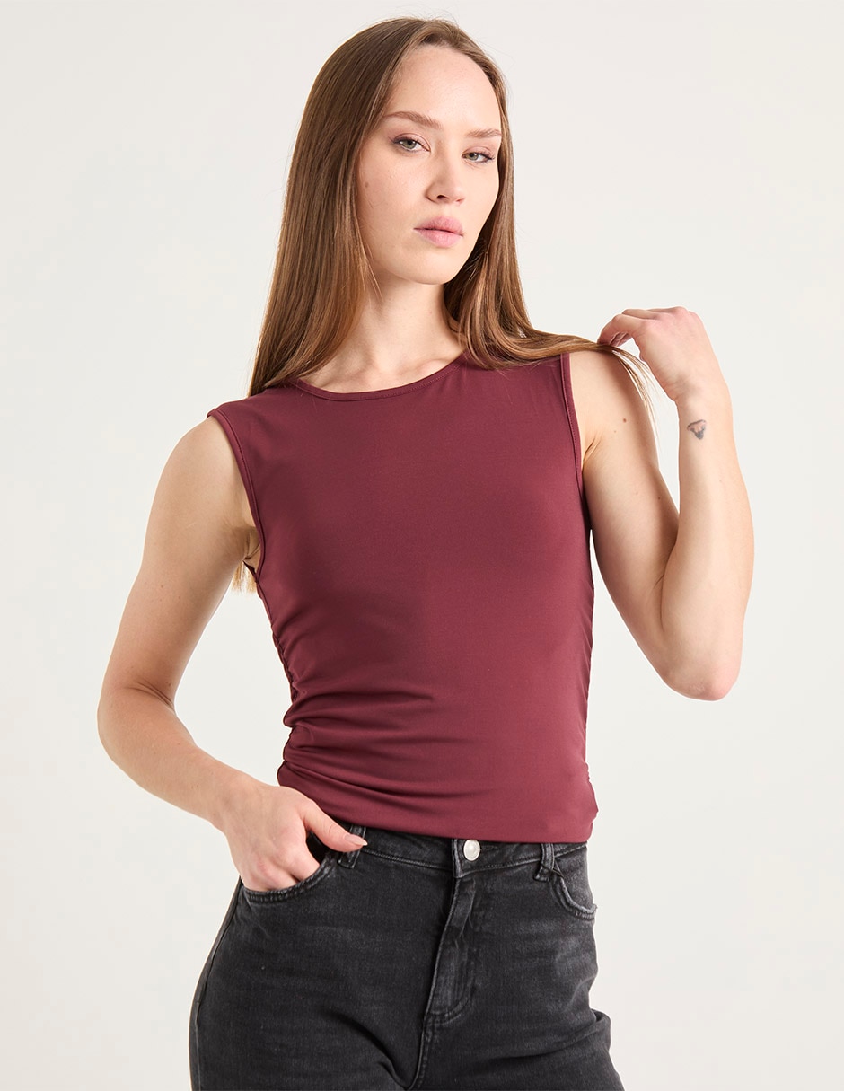 Top cuello redondo