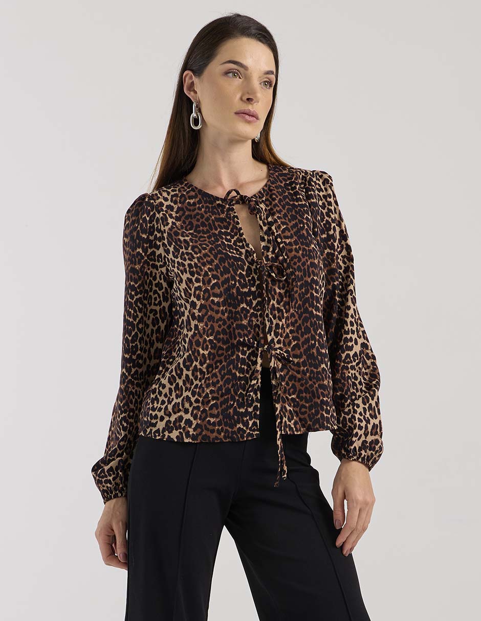 Blusa túnica manga larga para mujer