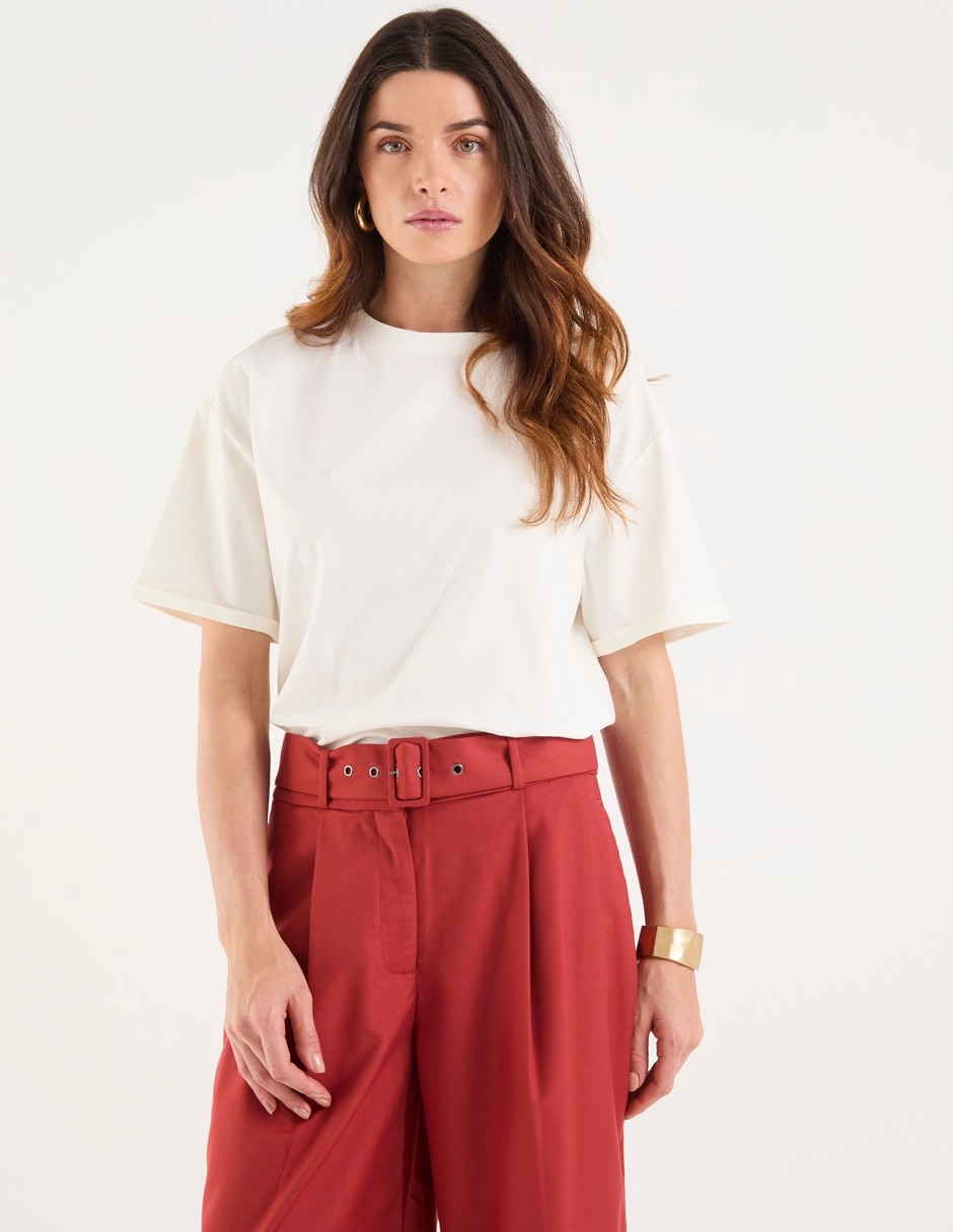 Playera manga corta cuello redondo para mujer