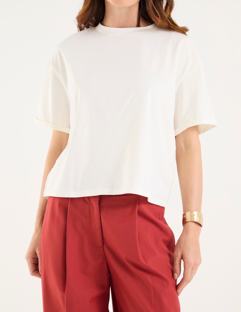 Playera manga corta cuello redondo para mujer 5