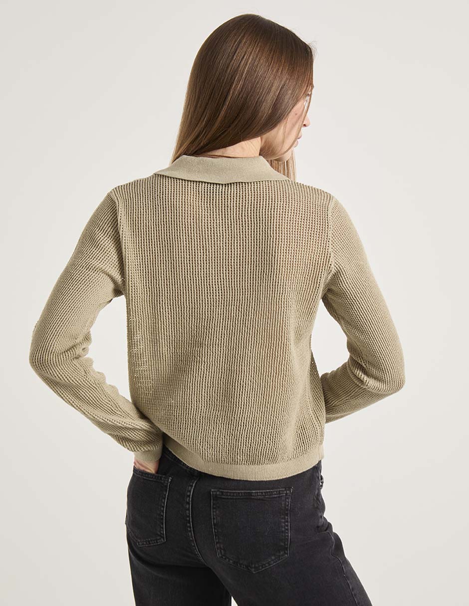 Suéter cuello camisero para mujer 2