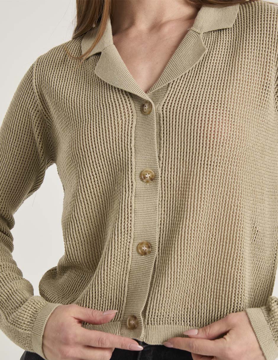 Suéter cuello camisero para mujer 4
