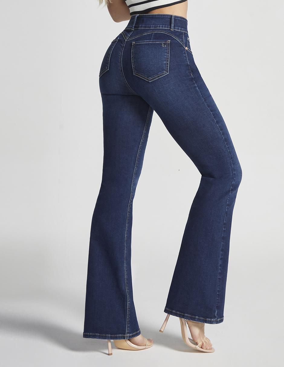 Jeans campana corte cintura alta para mujer 2