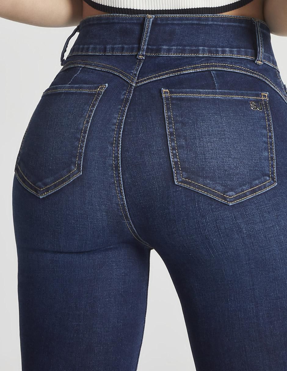 Jeans campana corte cintura alta para mujer 6